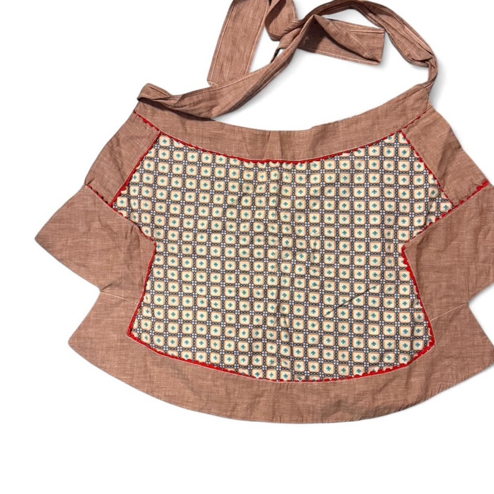 Vintage Cottage Core Brown and Patterned Apron